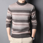 Patterned Mock Neck Sweater // Style 3 // Camel (M)