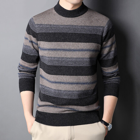 Patterned Mock Neck Sweater // Style 2 // Black (XS)