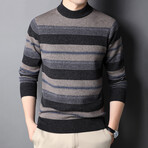 Patterned Mock Neck Sweater // Style 2 // Black (L)