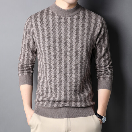 Patterned Mock Neck Sweater // Style 1 // Camel (XS)