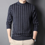 Patterned Mock Neck Sweater // Gray (L)