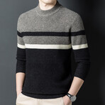 Patterned Mock Neck Sweater // Style 4 // Black (L)
