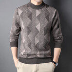 Patterned Mock Neck Sweater // Style 2 // Camel (XS)