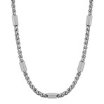 Stainless Steel Figaro Chain Necklace With Bar Links