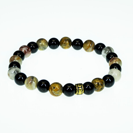 Dell Arte // Natural Crazy Lace Agate Bracelet // Multicolor