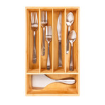 Bamboo 5-Slot Flatware Organizer, 13.5" x 8.25"