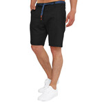 Shorts with Fabric Belt // Black (S)