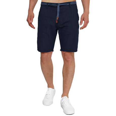 Shorts with Fabric Belt // Navy blue (L)