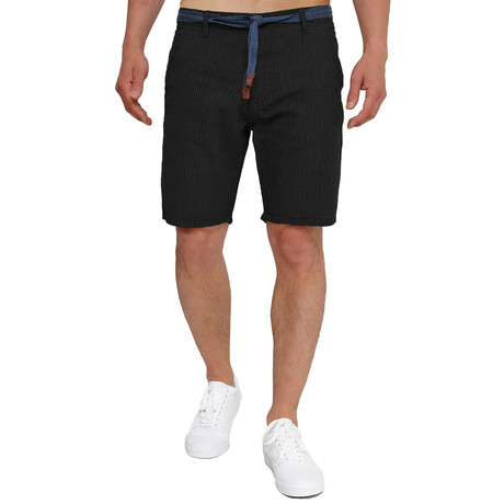 Shorts with Fabric Belt // Black (XS)
