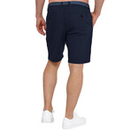 Shorts with Fabric Belt // Navy blue (L)
