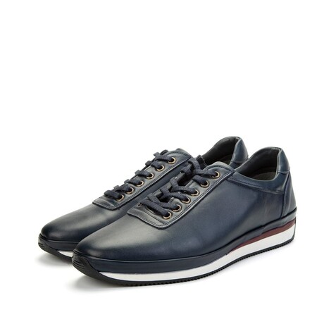 Ducavelli Plain Genuine Leather Men's Casual Shoes // Navy Blue (Euro: 39)