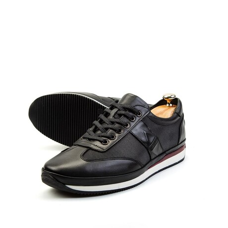 Ducavelli Stripe Genuine Leather Men's Casual Shoes // Black (Euro: 39)