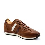 Men's Genuine Leather 3-Striped Casual Sneakers // Brown (Euro: 42)