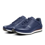 Men's Pierced+Plain Genuine Leather Casual Sneakers // Navy Blue (Euro: 41)