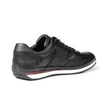 Men's Ostrich Genuine Leather Casual Sneakers // Black (Euro: 41)