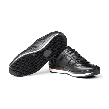 Ducavelli Ostrich Plane Genuine Leather Men's Casual Shoes // Black (Euro: 39)