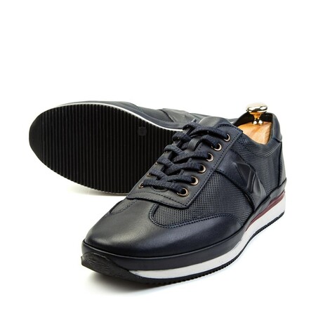 Ducavelli Stripe Genuine Leather Men's Casual Shoes // Navy Blue (Euro: 39)