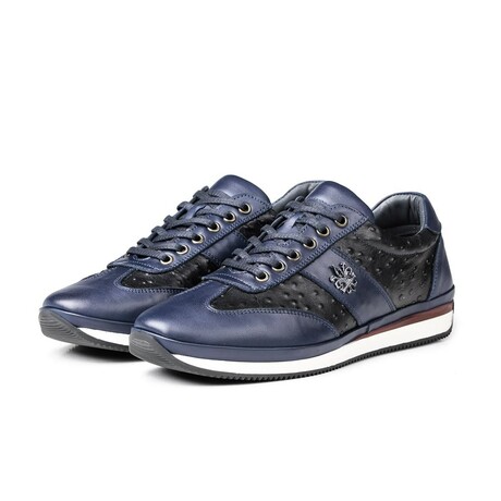 Ducavelli Ostrich 2 Genuine Leather Men's Casual Shoes // Navy Blue (Euro: 39)
