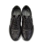 Men's Genuine Leather Casual Sneakers //  Black (Euro: 44)