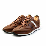 Men's Genuine Leather 3-Striped Casual Sneakers // Brown (Euro: 44)