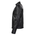 Quilted Details Racer Jacket // Black (S)