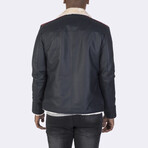 Plush Collar Jacket // Navy Blue + Burgundy (S)