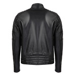 Quilted Details Racer Jacket // Black (S)