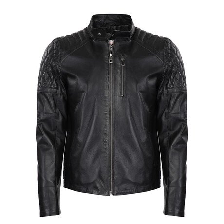 Quilted Details Racer Jacket // Black (S)