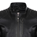 Quilted Details Racer Jacket // Black (S)