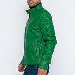 Quilted Details Racer Jacket // Grean (S)