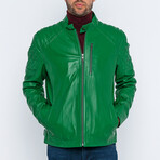 Quilted Details Racer Jacket // Grean (S)