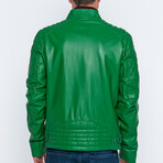 Quilted Details Racer Jacket // Grean (S)