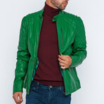 Quilted Details Racer Jacket // Grean (S)