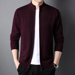 Zip Front Sweater // Burgundy (L)