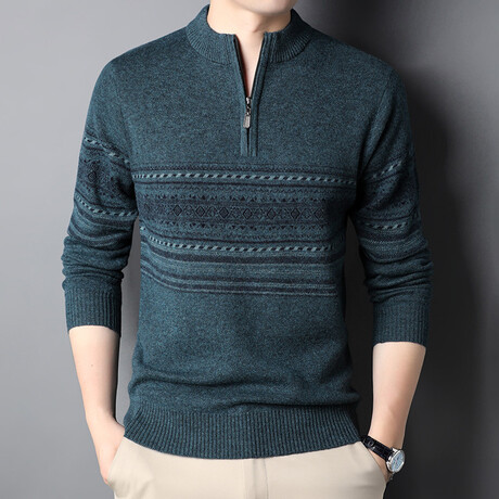 Quarter Zip Sweater // Blue (XS)