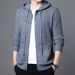 Zip Up Knit Hoodie // Light Blue (XS)