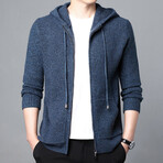Zip Up Knit Hoodie // Blue (XS)