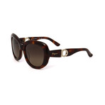 Women's Modified round Sunglasses // SF727S-214 // Dark Havana + Brown