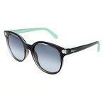 Women's Round Sunglasses // SF833S-001 // Cyrstal Black + Gradient Smoke