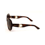 Women's Modified round Sunglasses // SF727S-214 // Dark Havana + Brown