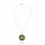 14K Yellow Gold Peridot + Diamond Pendant // Pendant Only // New