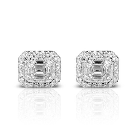 18K White Gold Diamond Earrings II // New
