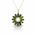 14K Yellow Gold Peridot + Diamond Pendant // Pendant Only // New