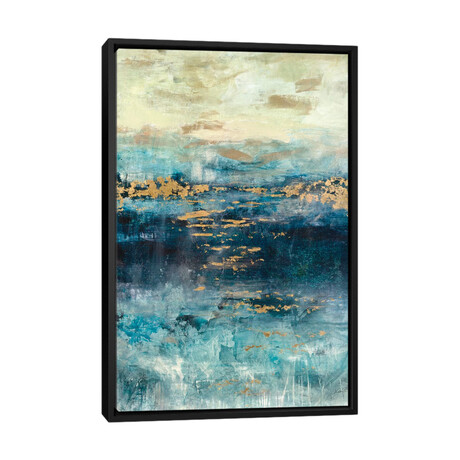 Teal & Gold Scape by Julian Spencer (26"H x 18"W x 1.5"D)