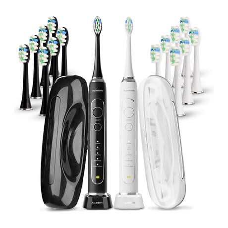 AquaSonic Elite // Duo Ultra Whitening Toothbrush // Set Of 2 // Black & White