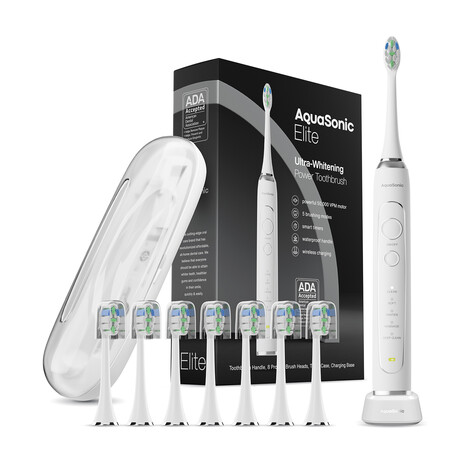 AquaSonic Elite // Ultra Whitening Rechargeable Toothbrush // Optic White