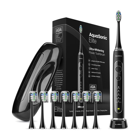 AquaSonic Elite // Ultra Whitening Rechargeable Toothbrush // Black