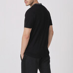 Knit Collar Flammed Basic T-shirt // Black (S)