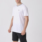 Knit Collar Flammed Basic T-shirt // White (S)