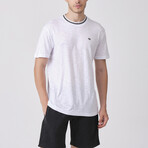 Knit Collar Flammed Basic T-shirt // White (S)